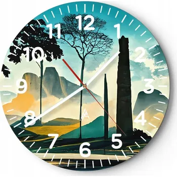 Hodiny Kuchyňské nástěnné hodiny 30x30 Krajina Moderní Skleněné hodiny do obýváku Tiché