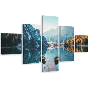 Obraz Vícedílný obraz JEZERO Hory Les Krajina 3D 150x90