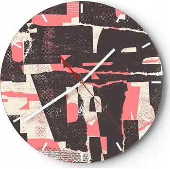 Hodiny Nástěnné hodiny do kuchyně 30x30 Koláž Skleněné hodiny do obýváku Loft Tiché