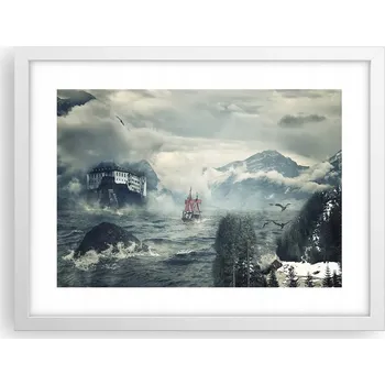 Obraz Obraz plakát v bílém rámu do obýváku 40x30 krajina foto na zeď