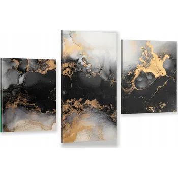 Obraz TRYPTYK NA PLÁTNĚ Dekorativní mamrur Zlato