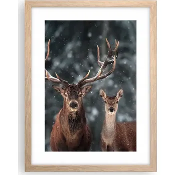 Obraz Obraz plakát v rámu světlý dub do obýváku 30x40 jelen foto plakáty na zeď