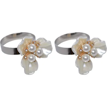 Papírový ubrousek SADA 2 KROUŽKŮ NA UBROUSKY PERLOVÁ KVĚTINA 5379