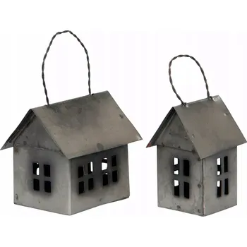 Vánoční dekorace OZDOBA DOMEČEK na vánoční stromeček KOVOVÁ stříbrná /2/