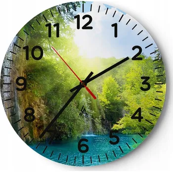 Hodiny Kuchyňské nástěnné hodiny 30x30 Vodopád Moderní skleněné hodiny do obýváku Tiché