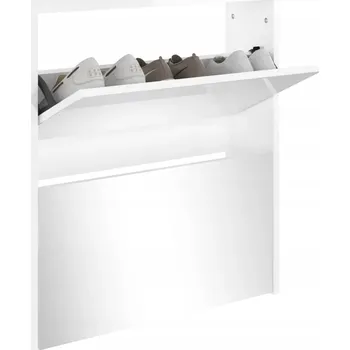 Botník Botník zrcadlo a 2 zásuvkami, bílý lesk, 63x17x67 cm