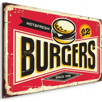 Obraz Nástěnný obraz Burger Nápisy v retro stylu 30x20