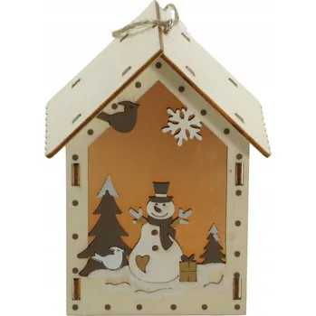 Vánoce Svítící domeček lucerna závěsné LED světlo se sněhulákem