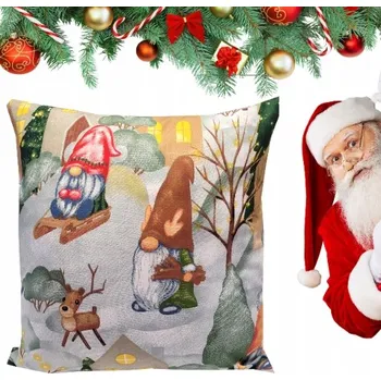 Povlak na dekorativní polštářek POVLAK NA POLŠTÁŘ POLŠTÁŘ 45X45 ZIMNÍ SKŘÍTCI BAVLNA VÁNOCE BOŽÍ NARO