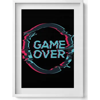 Obraz Nástěnný obraz v bílém rámu s grafikou Nápis Game over pro hráče 50x70 cm