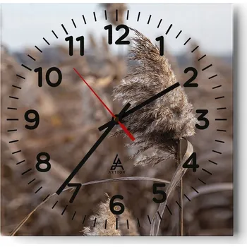 Hodiny Velké nástěnné hodiny na zeď 40x40 Louka Skleněné hodiny Čtvercové Tiché