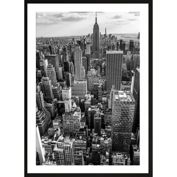 Obraz OBRAZ plakát dekorativní černobílý 40x30 NEW YORK POHLED NA MĚSTO