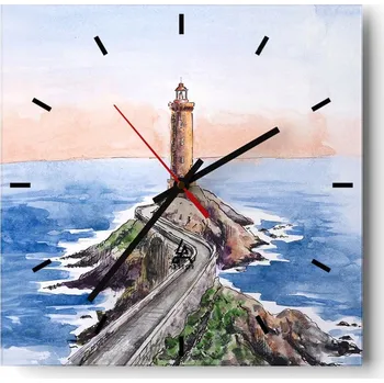 Hodiny Velké nástěnné hodiny na zeď 40x40 Lucerna Skleněné hodiny Čtvercové Tiché