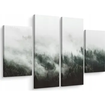 Obraz Čtyřdílný obraz LES v mlze Krajina 3D 80x60