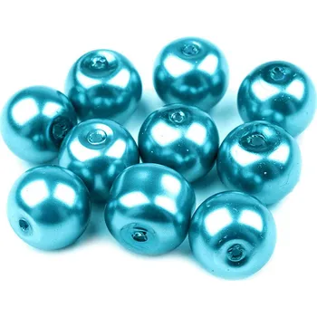 Korálek Skleněné voskové perly Ø10 mm Varianta: 67A tyrkys mořský, Balení: 50 g