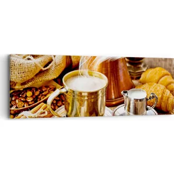 Obraz Obraz na plátně do obývacího pokoje ložnice 90x30 káva foto obrazy na zeď canvas