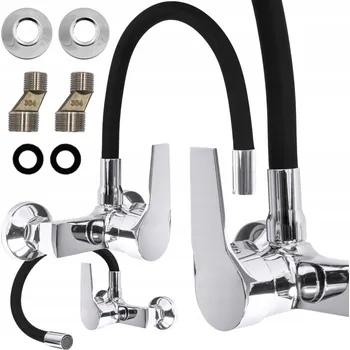 Vodovodní baterie Bateria kuchenna ścienna Granitan FLEX NÁSTĚNNÁ černá