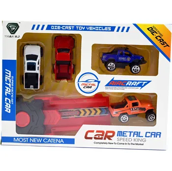 autíčko SADA AUTÍČEK KOVOVÉ AUTO S ODPALOVACÍM ZAŘÍZENÍM AUTÍČKA 4KS