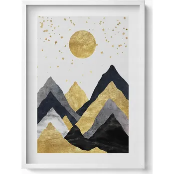 Obraz Dekorativní obraz v bílém rámu do obýváku Abstraktní horská krajina 50x70 cm