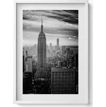 Obraz Dekorativní nástěnný obraz v rámu s grafikou loft Budovy New Yorku 50x70 cm