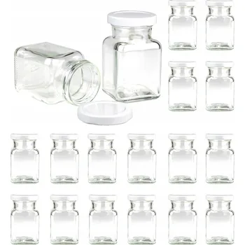 Sklenice 18x dózy, sklenice skleničky na koření 150 ml s bílým víčkem fi 53