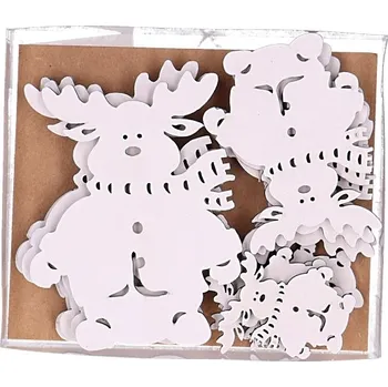 Obraz Sobíci Závěsky Ozdobné Dřevěné Bílé 12 kusů