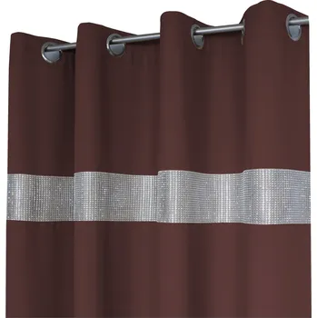 Obraz HOTOVÝ ZÁVĚS PANAMSKÉ ZIRKONY S OKA a okny, výška 145x250, HNĚDÉ