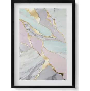 Obraz Dekorativní nástěnný obraz s černým rámem a loft grafikou - Mramorový vzor 50x70 cm