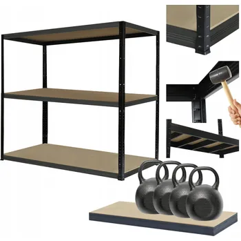 Dílenský regál Kovový regál do skladu černo-šedý HELIOS 90x100x60cm 3 police, nosnost 400kg