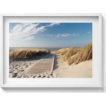 Obraz Dekorativní nástěnný obraz s rámem, loft styl - Výhled na pláž a moře, 70x50 cm