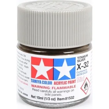 MODELÁŘSKÁ AKRYLOVÁ BARVA STŘÍBRNÁ METALÍZA TAMIYA 10ml X-32 TITANIUM SILVER