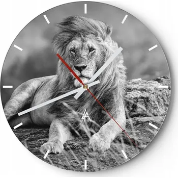 Hodiny Nástěnné hodiny do kuchyně 30x30 Lev Skleněné hodiny do obýváku Loft Tiché