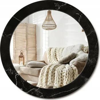 Zrcadlo Zrcadlo s potiskem do koupelny, kuchyně, předsíně, průměr 70 cm, mramorový kámen