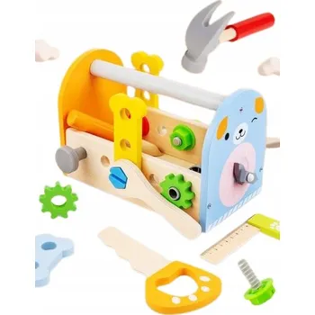 Dřevěná hračka VZDĚLÁVACÍ DŘEVĚNÁ BEDNA S NÁŘADÍM HRAČKA PRO DĚTI