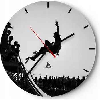 Hodiny Nástěnné hodiny do kuchyně 30x30 Skatepark Skleněné hodiny do obýváku Tiché