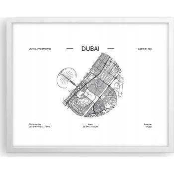 Obraz Obraz plakát na zeď v bílém rámu 50x40 mapa foto plakáty do obýváku