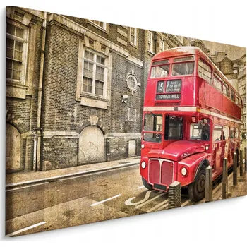 Obraz Obraz Canvas AUTOBUS Budovy Vintage Styl 40x30