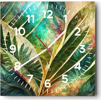 Hodiny Nástěnné hodiny do obýváku 40x40 Květiny Tichý chod Skleněné hodiny