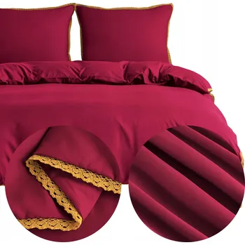 Povlečení Povlečení 160x200 3dílné z MIKROVLÁKNA hladké jednobarevné s krajkou Brandon