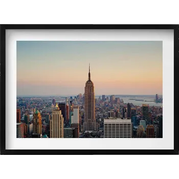 Obraz Dekorativní nástěnný obraz s rámem a grafikou loft Panorama New Yorku 70x50 cm
