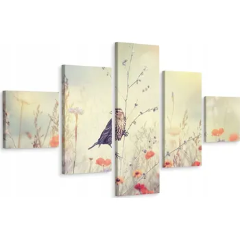 Obraz Vícedílný obraz PTÁK Polní rostliny 3D 200x120