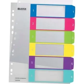Plastové rozlišovače Leitz WOW-A4+, barevný, sada 1-6 555.717