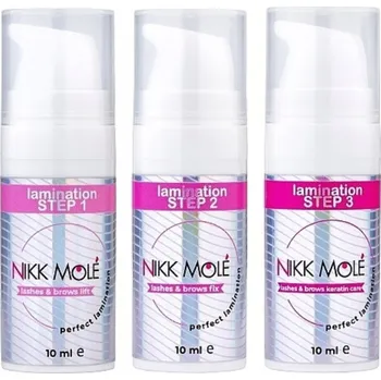 Barva na řasy a obočí Sada na laminaci obočí a řas Nikk Mole Č. 1, 2, 3 po 10 ml