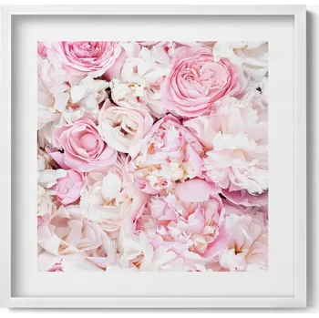Obraz Nástěnný obraz v bílém rámu, dekorace interiéru - Dekorativní květiny 50x50 cm