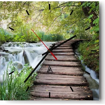 Hodiny Velké nástěnné hodiny 40x40 Krajina Skleněné hodiny Tiché