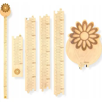 Obraz DŘEVĚNÝ METR NA ZEĎ PRO DĚTI KVĚT DECOUPAGE 70-165CM