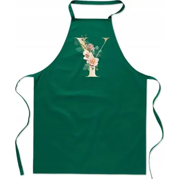 Kuchyňská zástěra KUCHYŇSKÁ ZÁSTĚRA zelená S PÍSMENEM Y jméno monogram Generace Yurji FA_328_z