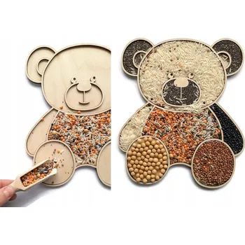 Hračka pro nejmenší Medvídek Sypání, senzorická hračka Montessori, rozvoj motoriky