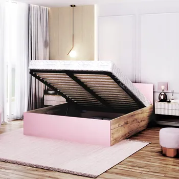 Postel Jednolůžková postel s dekorem dřeva AJKmeble 120x200 cm bílá