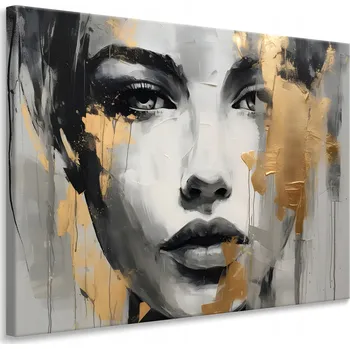 Obraz Obraz Na Plátně Zlatá ŽENSKÁ Tvář ve stylu Glamour Abstrakce 70x50